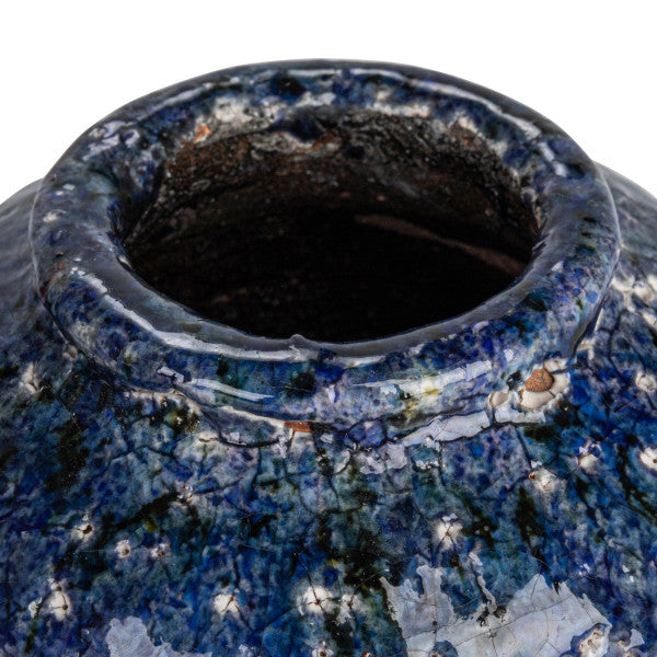 Navy Terracotta Vases with Crackle Glaze (Set of 3 Sizes)